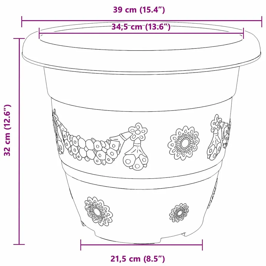Pot à fleurs rond 6 pcs Noir Ø 39 x 32 cm Plastique - 9