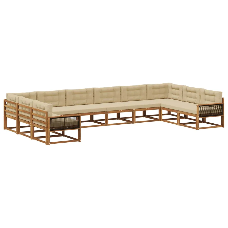 Ensemble de canapés d'extérieur 10 pcs Naturel et Beige - 2