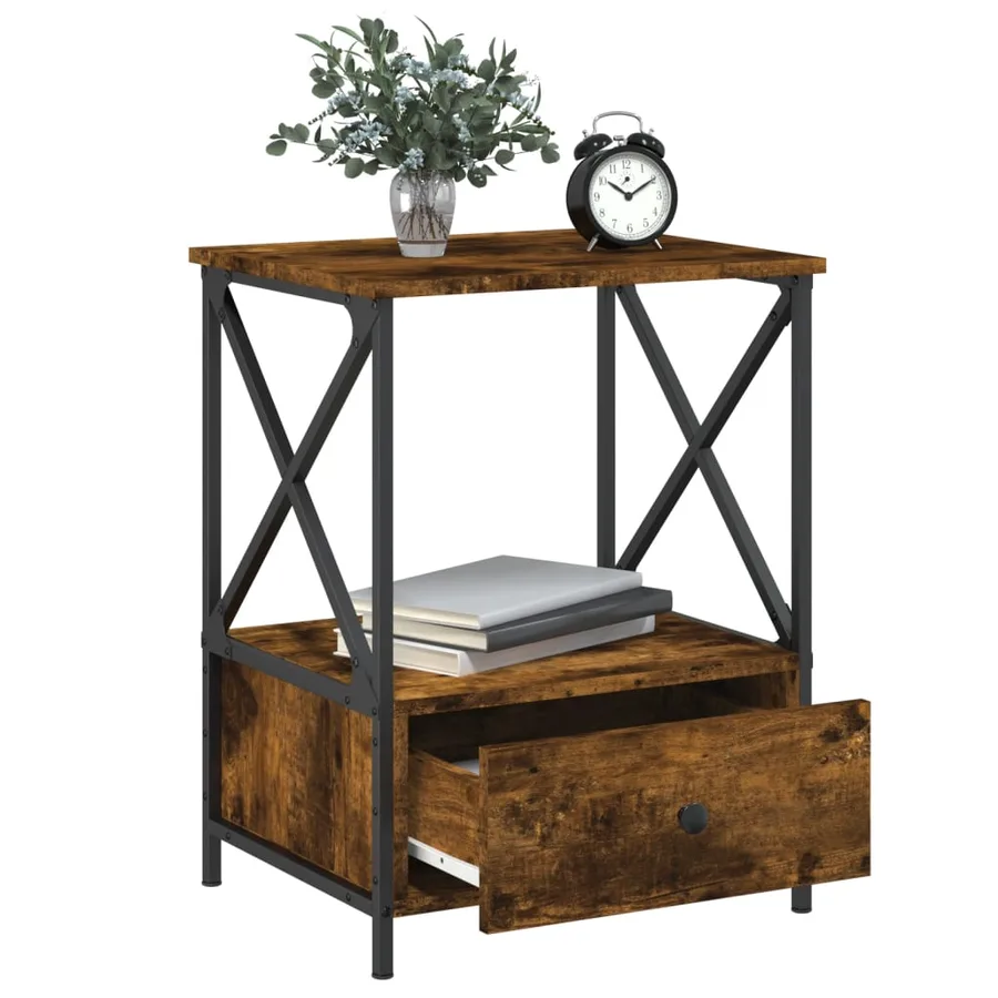 Tables de chevet 2 pcs chêne fumé 50x41x65 cm bois d’ingénierie - 4
