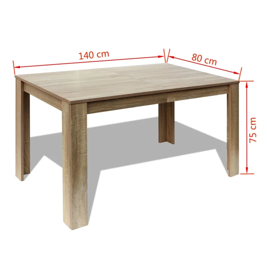 Table à manger 140x80x75 cm chêne - 5