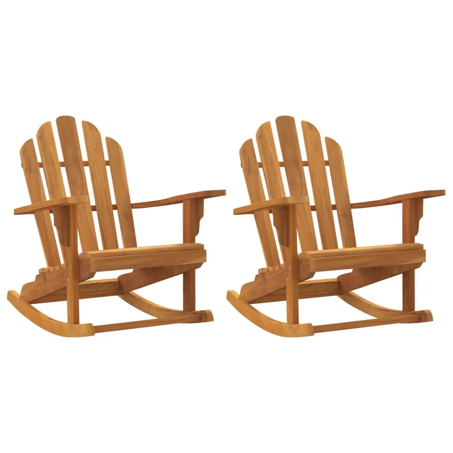 Chaises à bascule de jardin lot de 2 Adirondack teck solide - 2