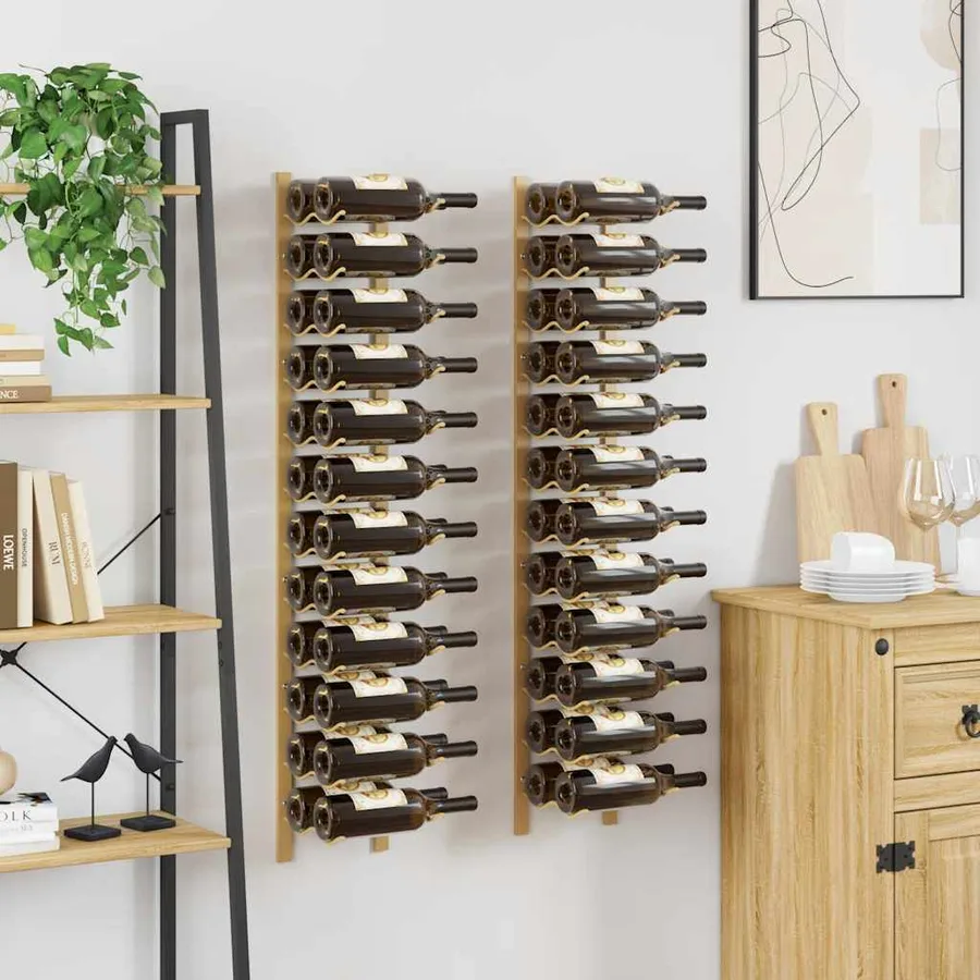 Casier à vin mural pour 24 bouteilles 2 pcs Doré Fer - 3