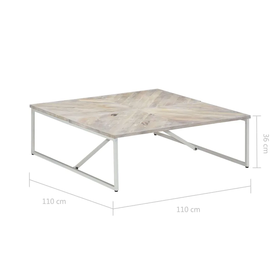 Table basse 110x110x36 cm Bois de manguier solide - 8