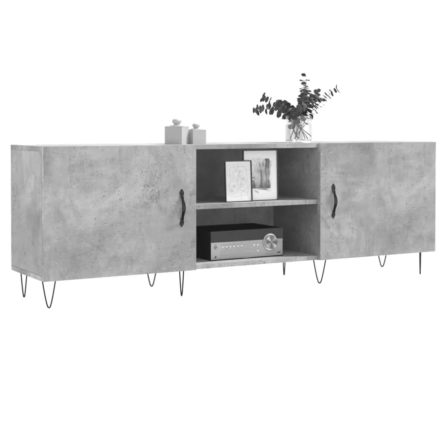 Meuble TV gris béton 150x30x50 cm bois d'ingénierie - 3
