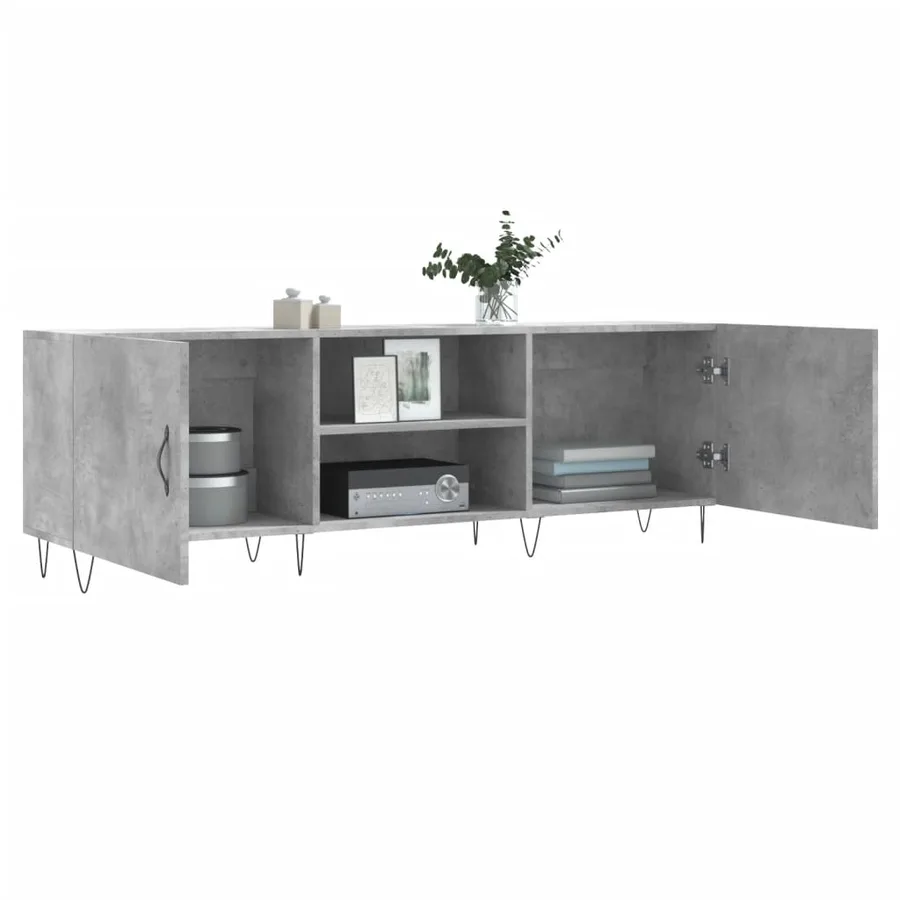 Meuble TV gris béton 150x30x50 cm bois d'ingénierie - 4