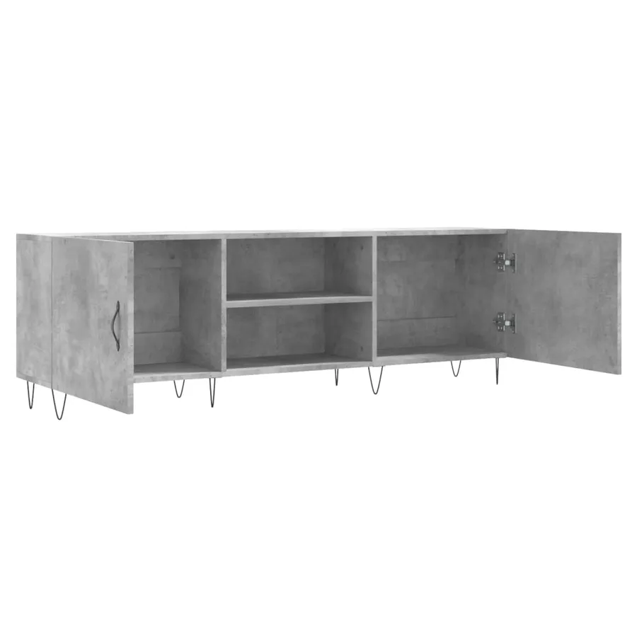 Meuble TV gris béton 150x30x50 cm bois d'ingénierie - 6