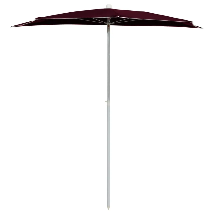 Demi-parasol de jardin avec mât 180x90 cm rouge bordeaux - 3
