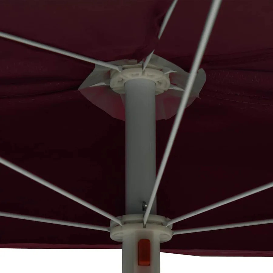 Demi-parasol de jardin avec mât 180x90 cm rouge bordeaux - 7
