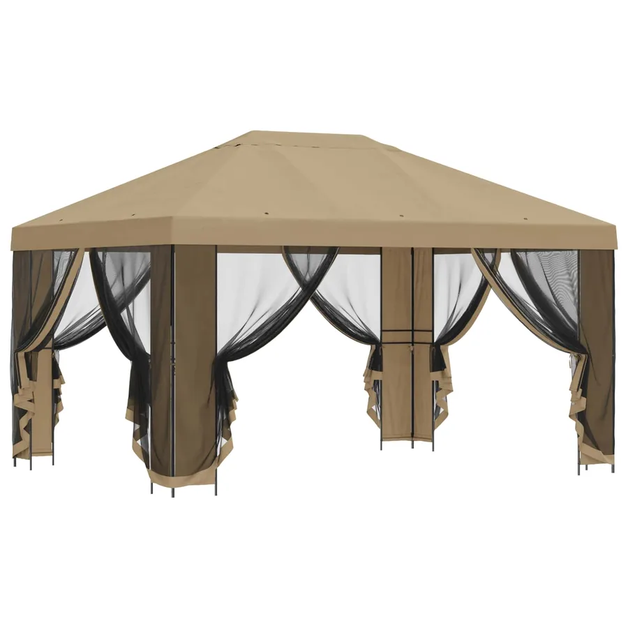 Abri de jardin avec parois 4 × 3 m Beige Polyester et Acier - 4