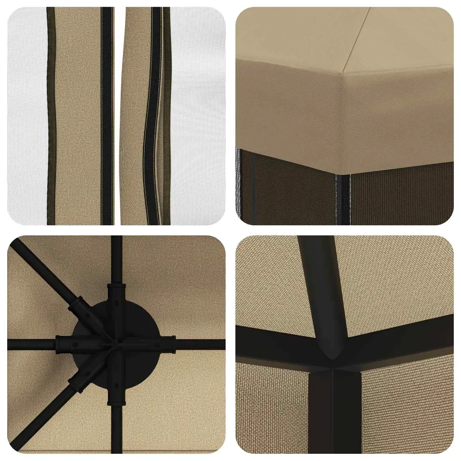 Abri de jardin avec parois 4 × 3 m Beige Polyester et Acier - 7