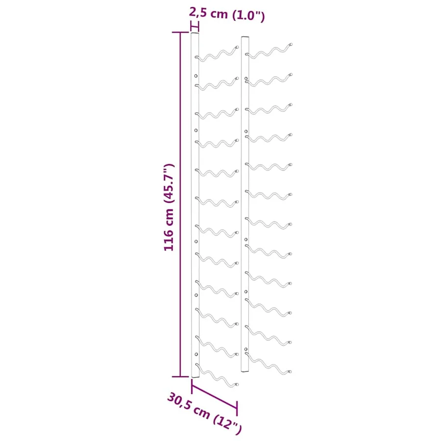 Casier à vin mural pour 36 bouteilles 2 pcs Doré Fer - 10