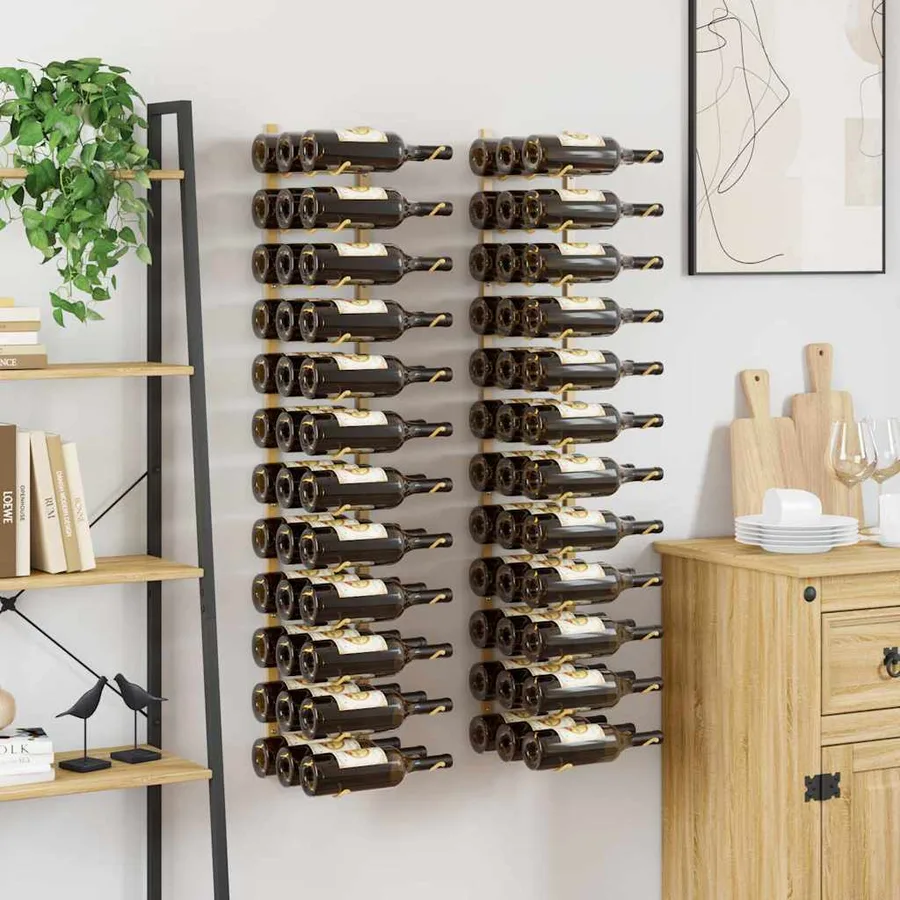 Casier à vin mural pour 36 bouteilles 2 pcs Doré Fer - 3