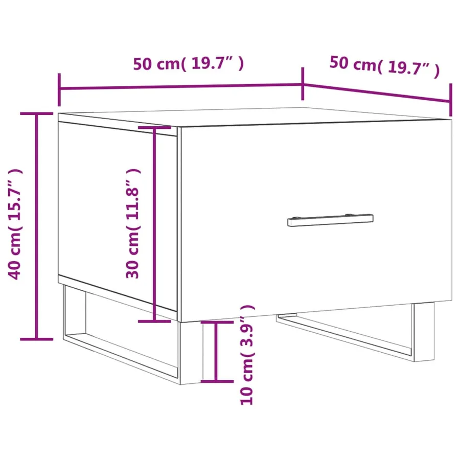 Tables basses 2 pcs blanc brillant 50x50x40cm bois d'ingénierie - 13