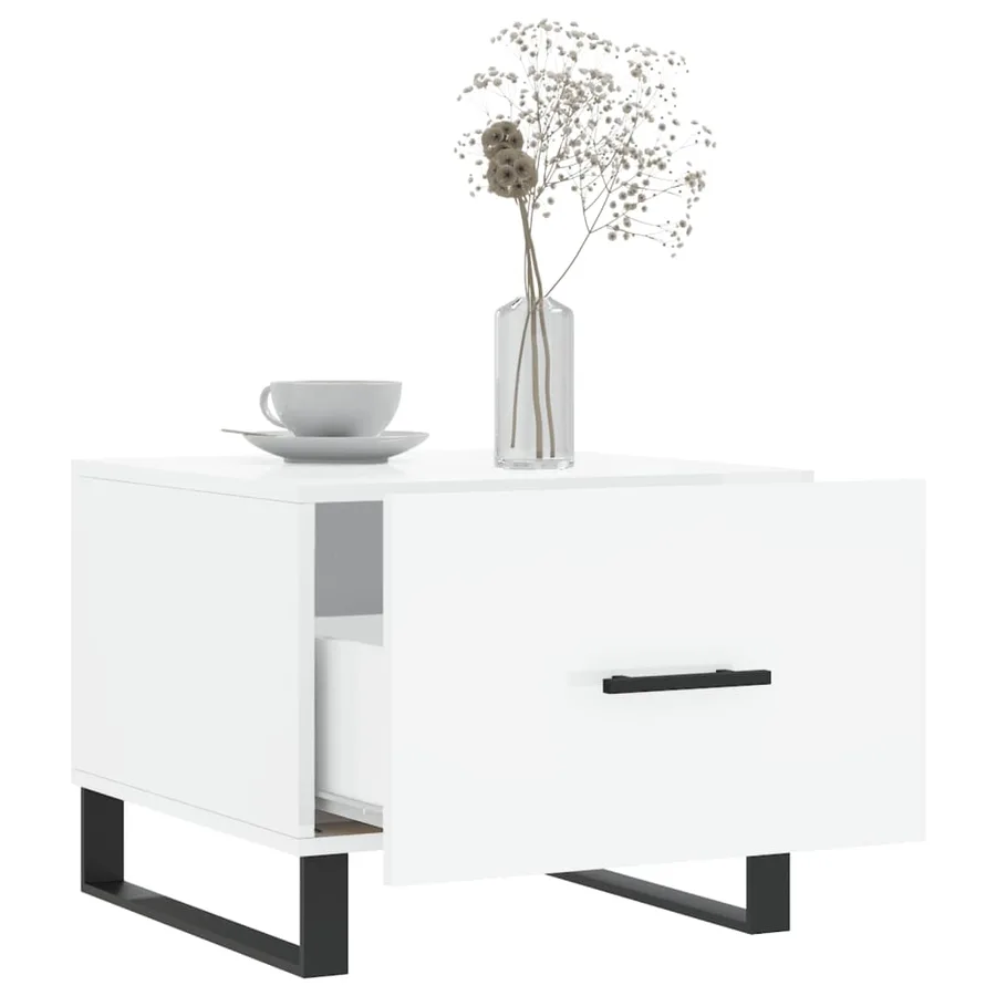 Tables basses 2 pcs blanc brillant 50x50x40cm bois d'ingénierie - 4