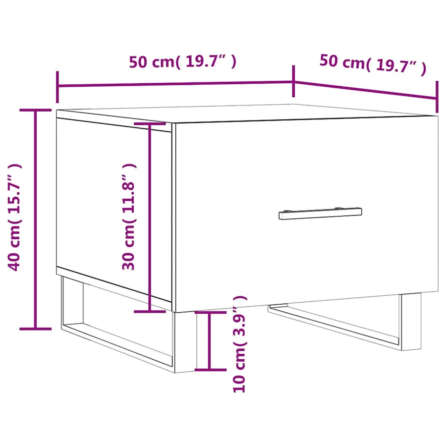 Table basse Sonoma gris 50x50x40 cm Bois d'ingénierie - 12