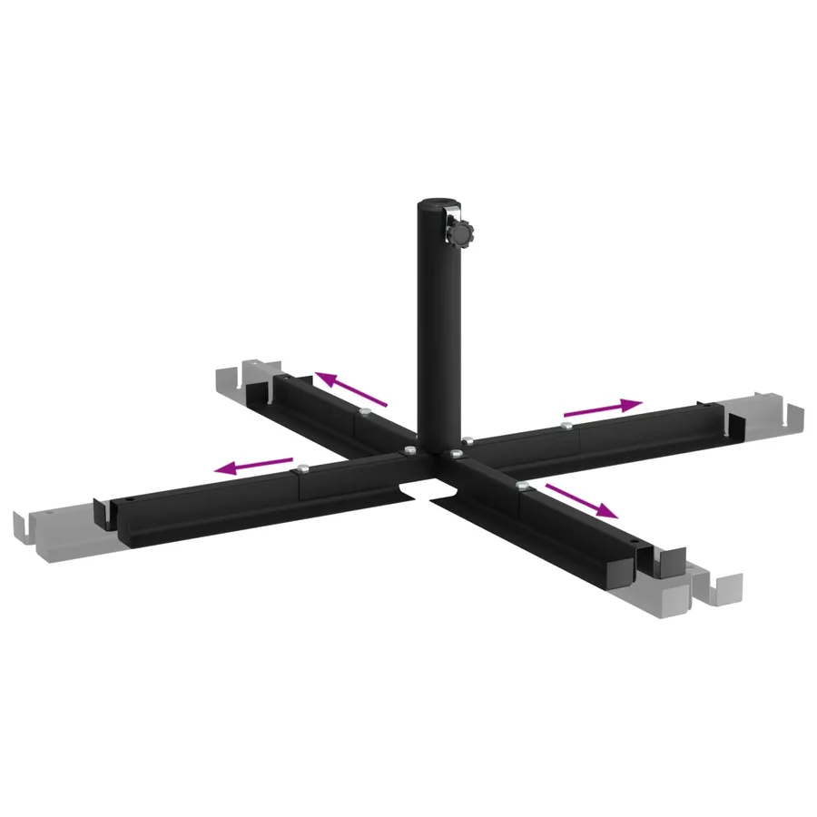 Base de parasol avec cadre croisé Noir Acier - 8