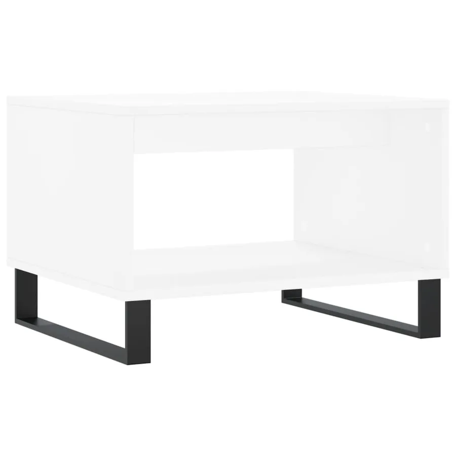 Table basse blanc 60x50x40 cm bois d'ingénierie - 2