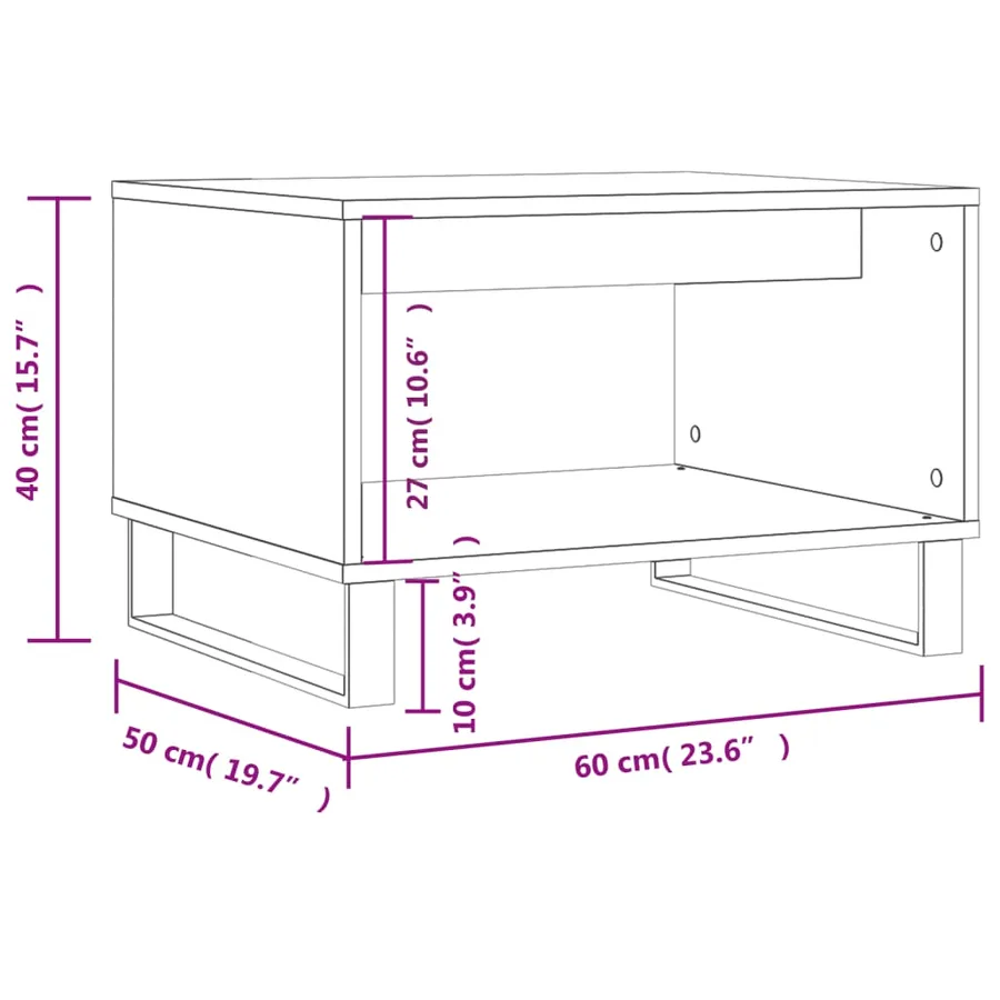 Table basse blanc 60x50x40 cm bois d'ingénierie - 9