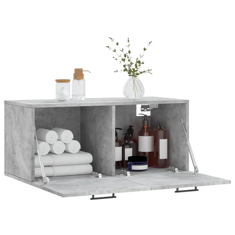 Armoire murale gris béton 80x36,5x35 cm bois d'ingénierie - 4