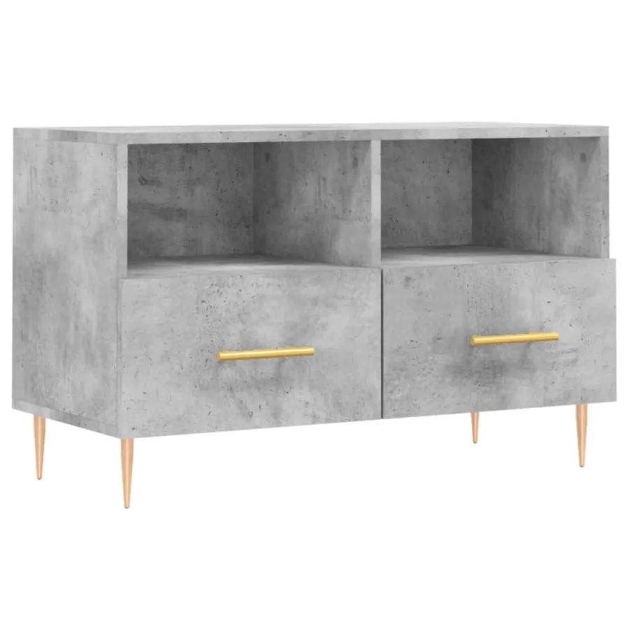 Meuble TV Gris béton 80x36x50 cm Bois d'ingénierie - 2