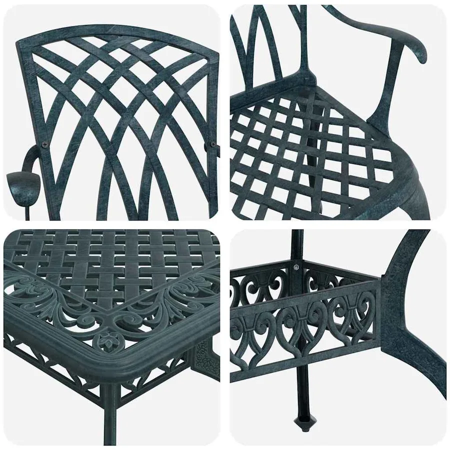 Ensemble de salle à manger pour jardin 5 pcs Vert Aluminium - 11