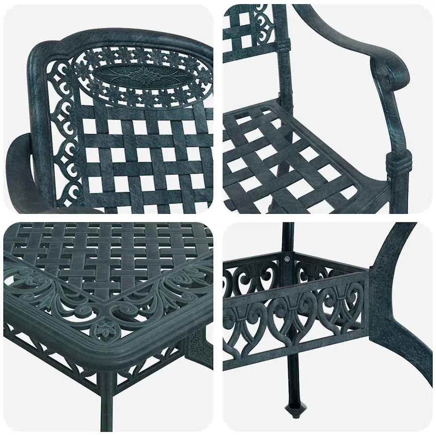 Ensemble de salle à manger pour jardin 5 pcs Vert Aluminium - 11