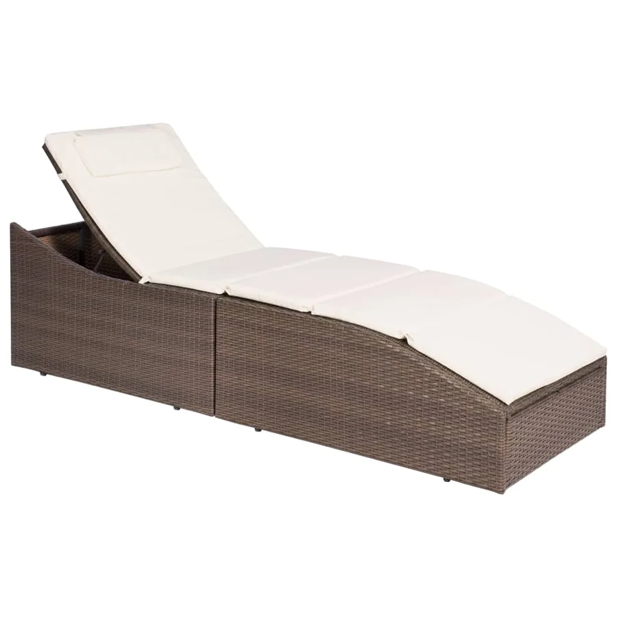 Chaise longue avec coussin Résine tressée Marron