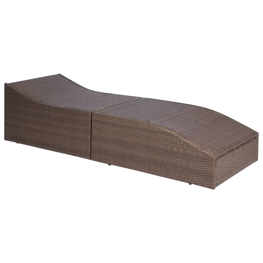 Chaise longue avec coussin Résine tressée Marron - 2