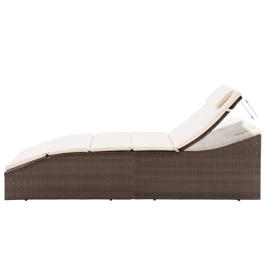 Chaise longue avec coussin Résine tressée Marron - 3