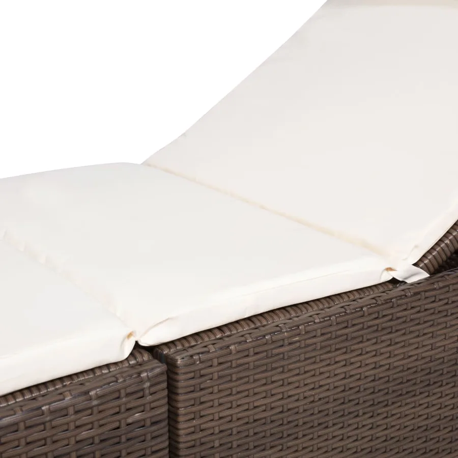 Chaise longue avec coussin Résine tressée Marron - 6