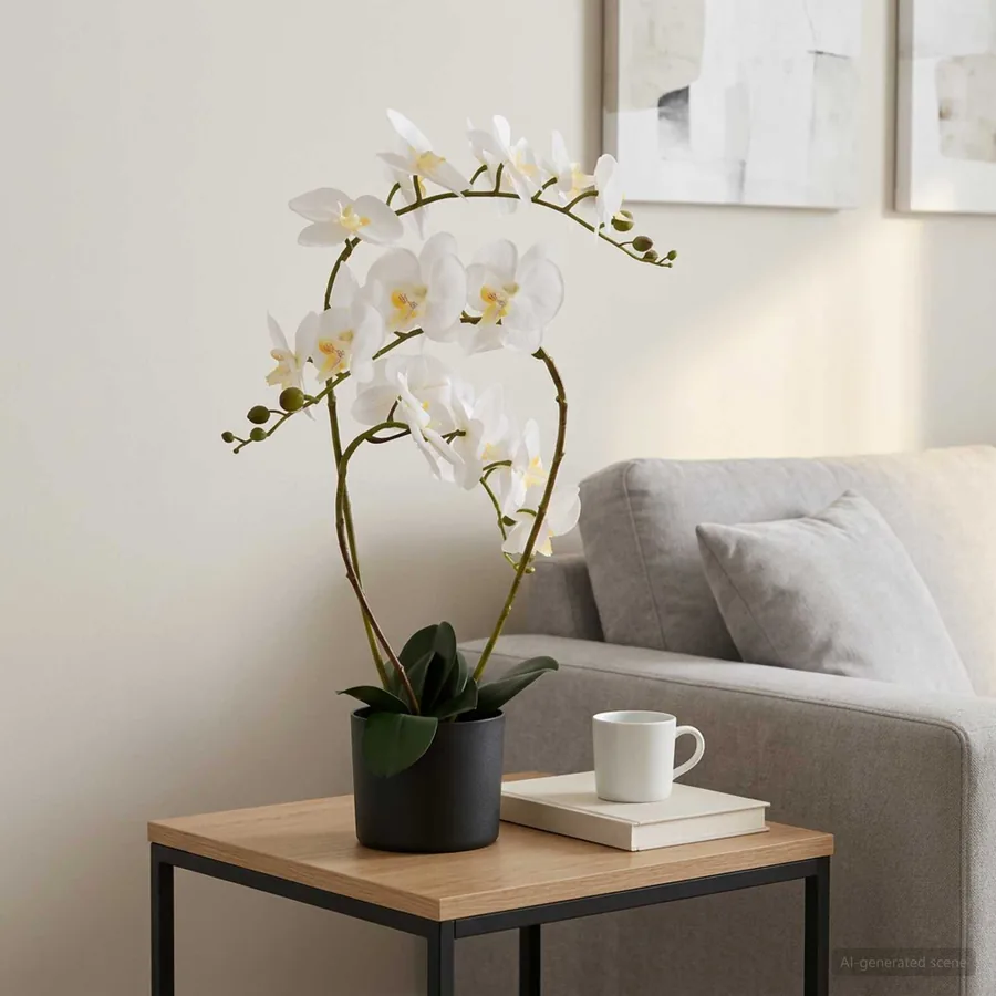 Plante orchidée artificielle avec pot Blanc 45 x 15 x 65 cm