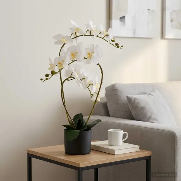 Plante orchidée artificielle avec pot Blanc 45 x 15 x 65 cm