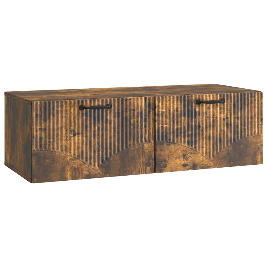 Meuble TV mural Chêne fumé 98 x 41 x 30 cm Bois d'ingénierie - 2