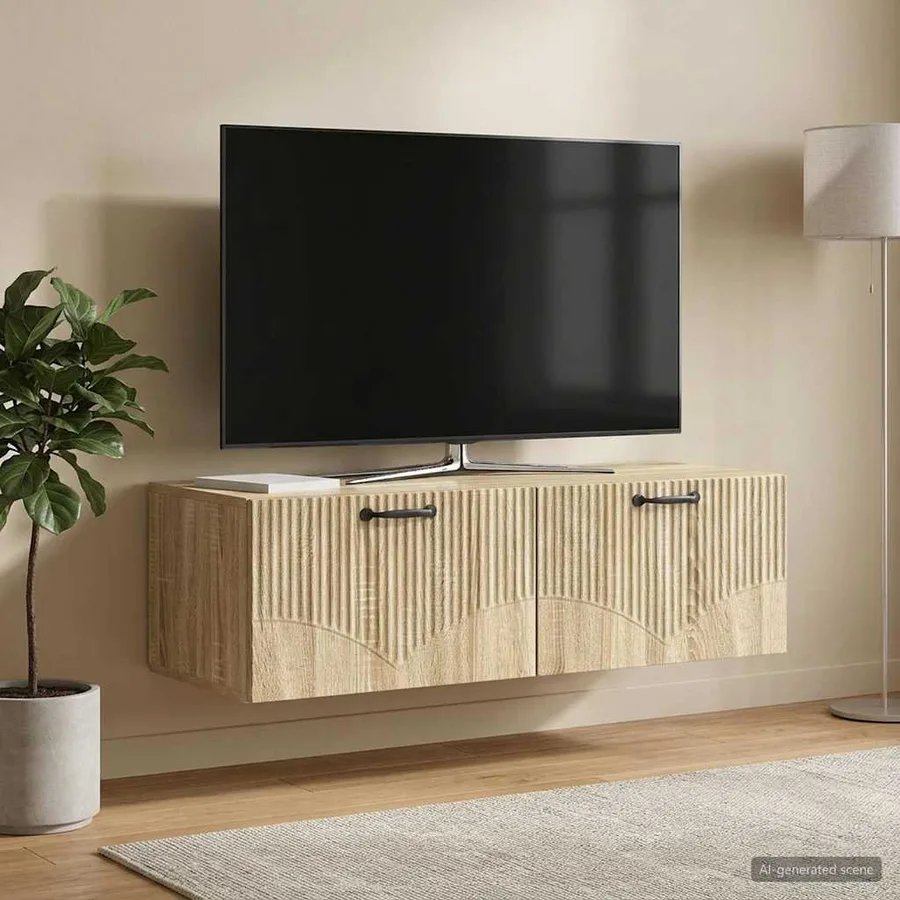 Meuble TV mural Chêne Sonoma 98 x 41 x 30 cm Bois d'ingénierie - 4