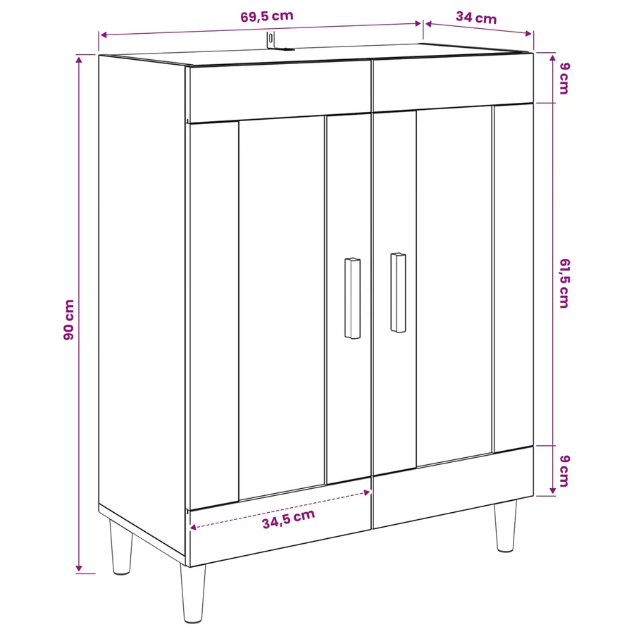 Buffet Chêne artisanal 69,5 x 34 x 90 cm Bois d'ingénierie - 10