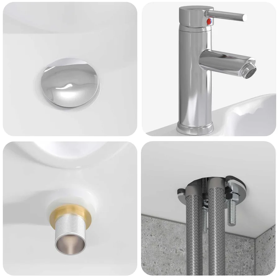 Vanité de lavabo mural Gris béton 49,5 x 41 x 62,5 cm - 7