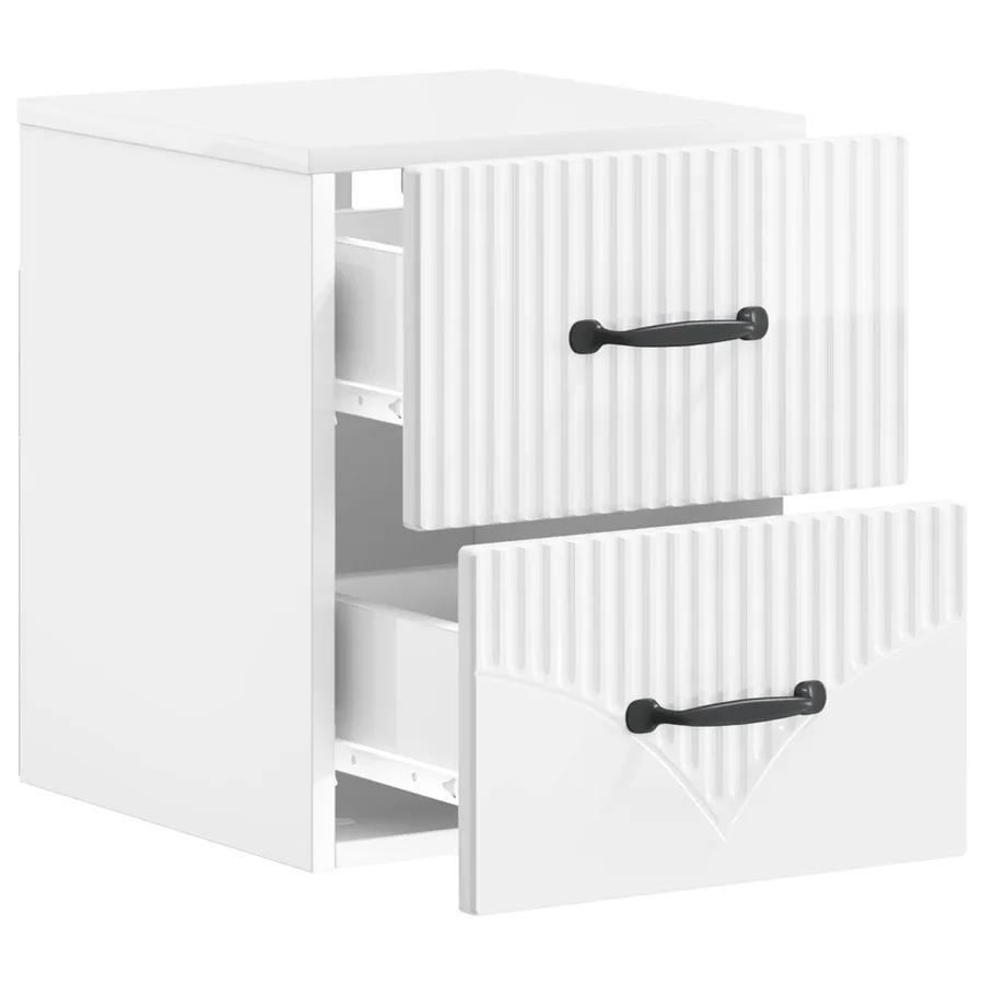Cabinet de chevet mural Blanc brillant 34,5 x 33 x 40 cm - 4