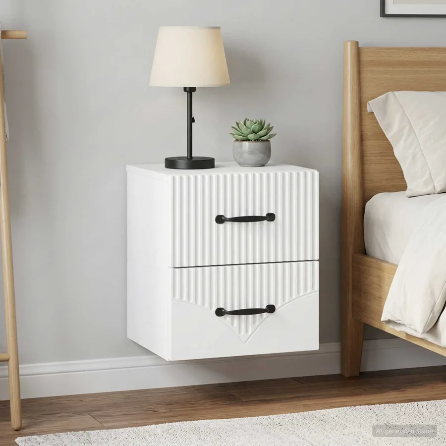 Cabinet de chevet mural 2 pcs Blanc 34,5 x 33 x 40 cm - 4