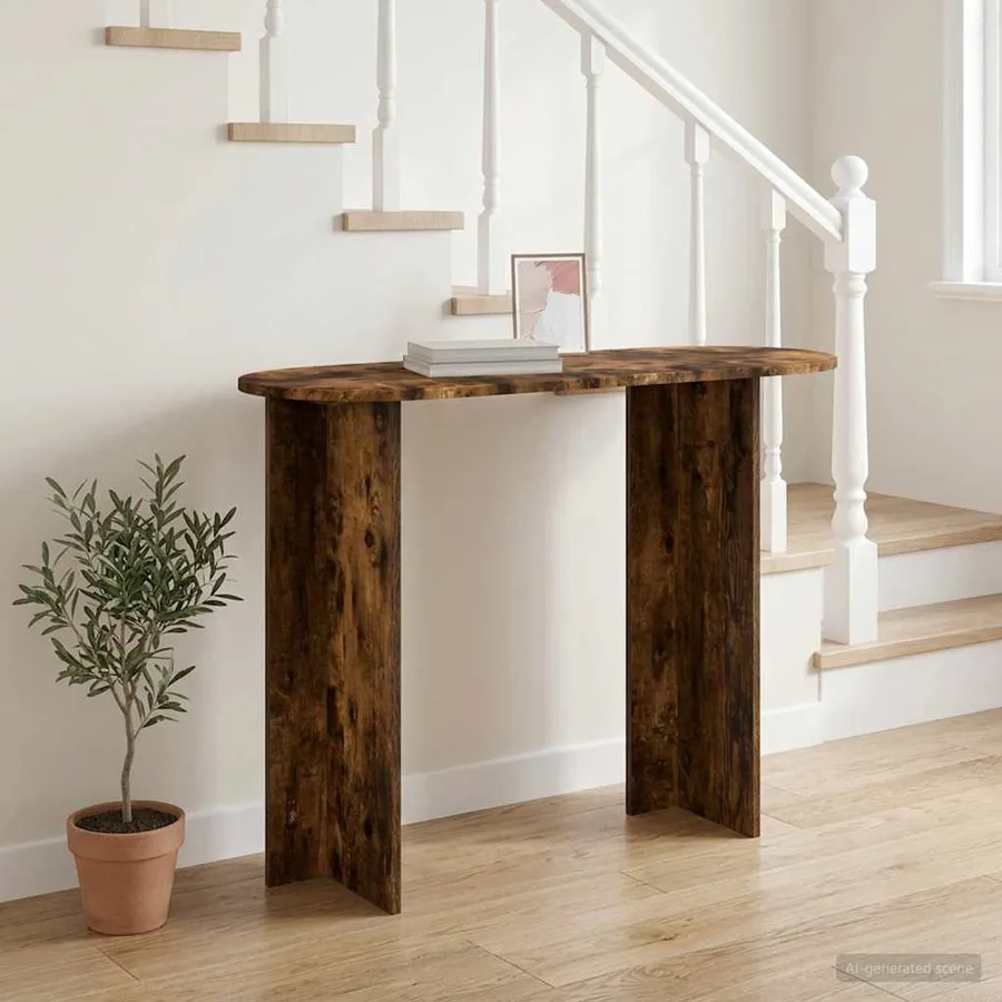 Table console Chêne fumé 100 x 39,5 x 75 cm Bois d'ingénierie - 4
