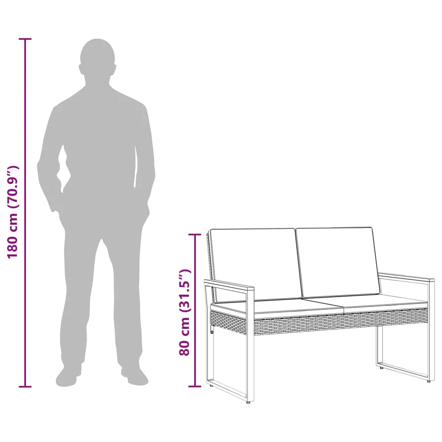 Banc extérieur Beige et blanc crème 107 x 61 x 80 cm polyrotin - 12