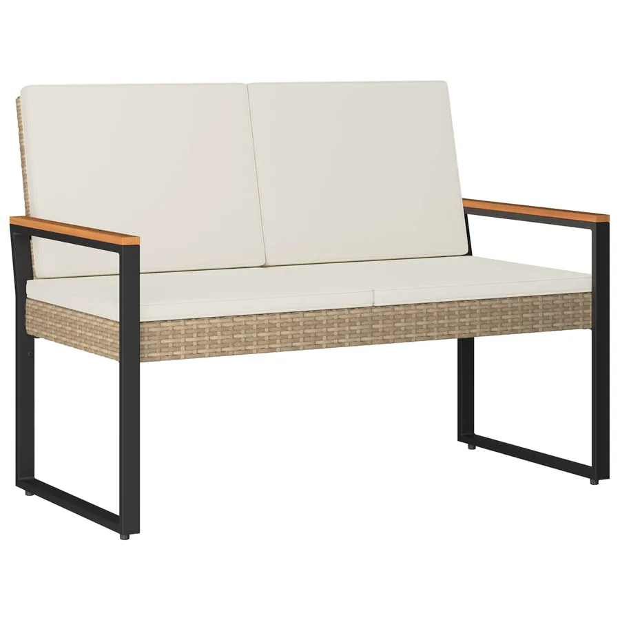 Banc extérieur Beige et blanc crème 107 x 61 x 80 cm polyrotin - 2