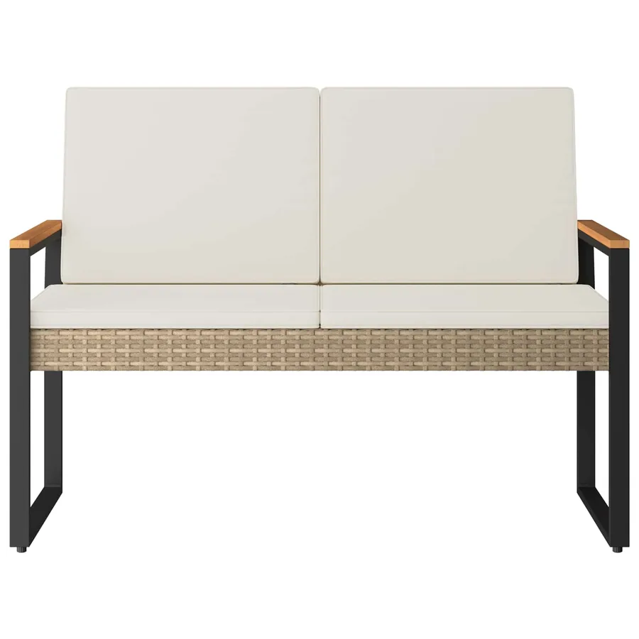 Banc extérieur Beige et blanc crème 107 x 61 x 80 cm polyrotin - 5