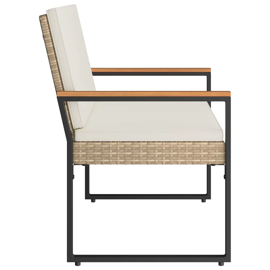 Banc extérieur Beige et blanc crème 107 x 61 x 80 cm polyrotin - 6
