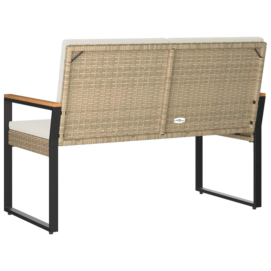 Banc extérieur Beige et blanc crème 107 x 61 x 80 cm polyrotin - 7