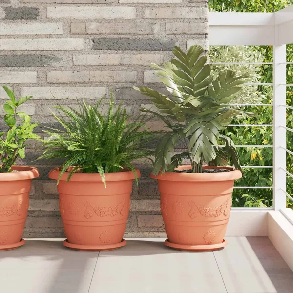 Pots de plantes 24 pcs Rouge brique Ø 34 x 28 cm Plastique