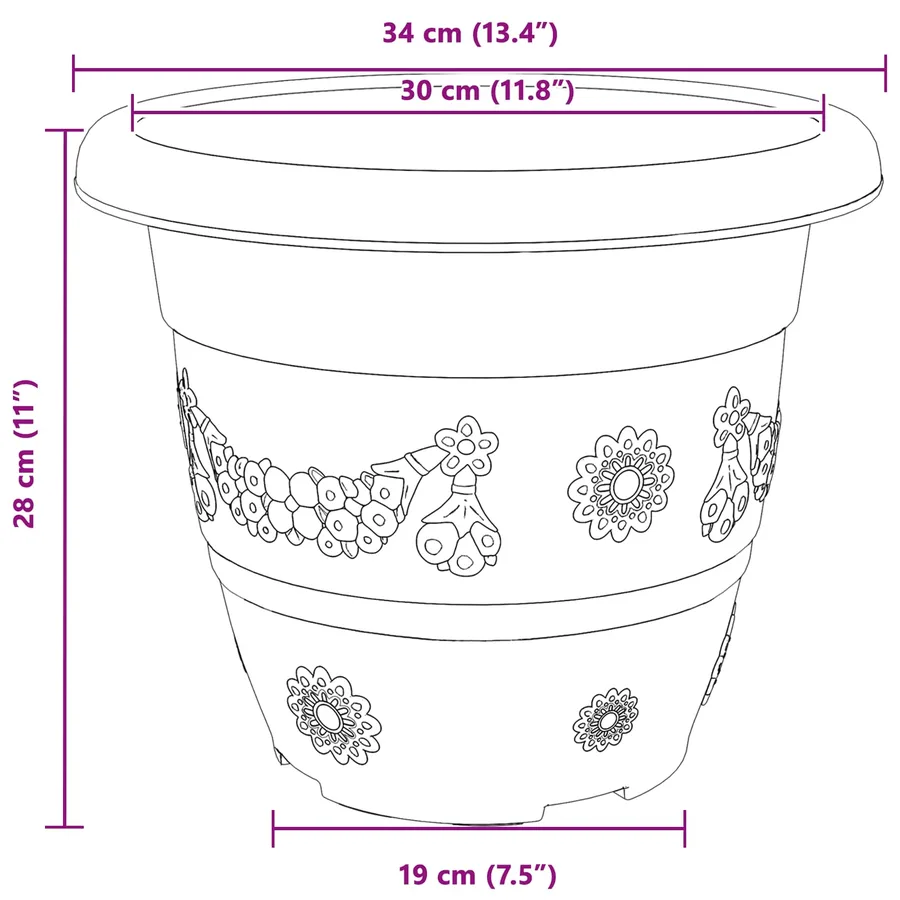 Pots de plantes 24 pcs Rouge brique Ø 34 x 28 cm Plastique - 11