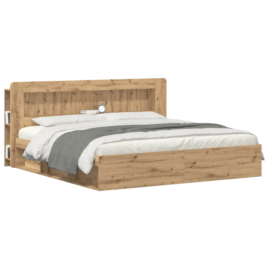 Cabinet de Tête de Lit Chêne artisanal 200 cm Bois d’ingénierie - 3
