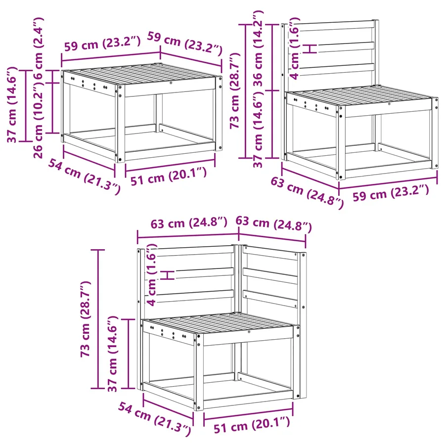 Ensemble de canapés d'extérieur 7 pcs Naturel - 9