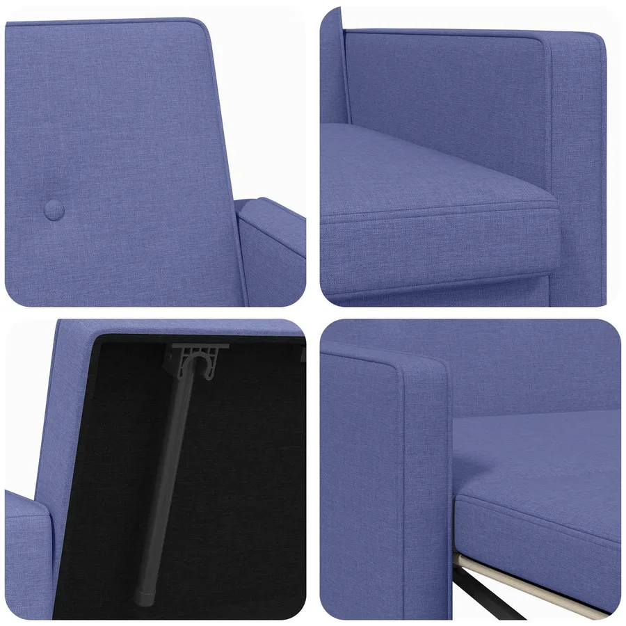 Canapé-lit escamotable Bleu denim Tissu - 8