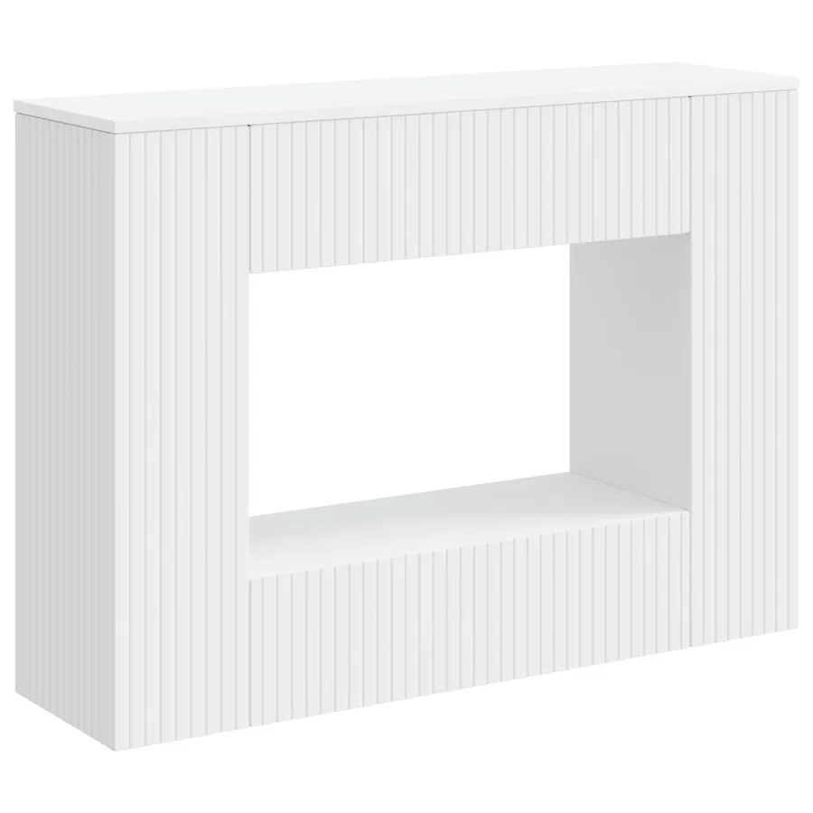 Table console Rayé Blanc 101 x 29 x 74 cm Bois d’ingénierie - 2
